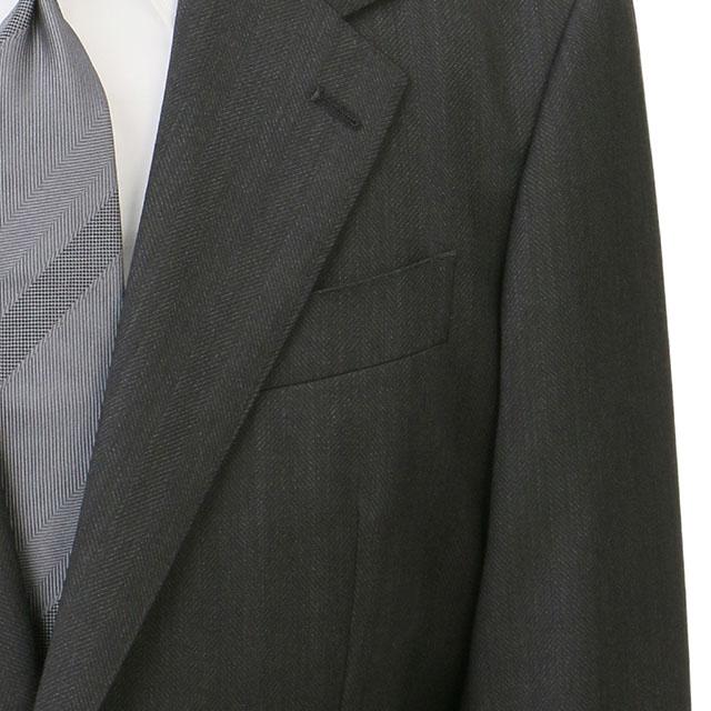 【洋服の青山】ウール100% プレミアム スーツ メンズ スリム 秋冬 グレー 灰色 ヘリンボーン マルゾット Marzotto 大きいサイズ 2ボタン シングル ワンタックの画像