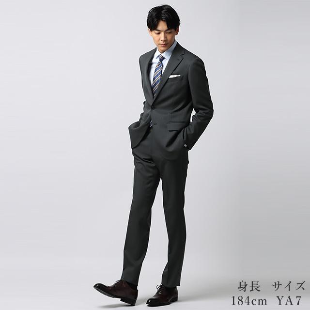 AB5新品未使用！ニュージーランドウール100%2パンツスーツ！チャコールグレー 洗える ストレッチ 2パンツスーツ チャコールグレーシャドーストライプ