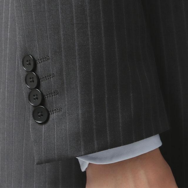 【洋服の青山】3ピース スーツ メンズ スリム 秋冬 グレー 灰色 ストライプ スリーピース ベスト付き 2ボタン ノータック 動きやすい ストレッチ ビジネス 通勤の画像