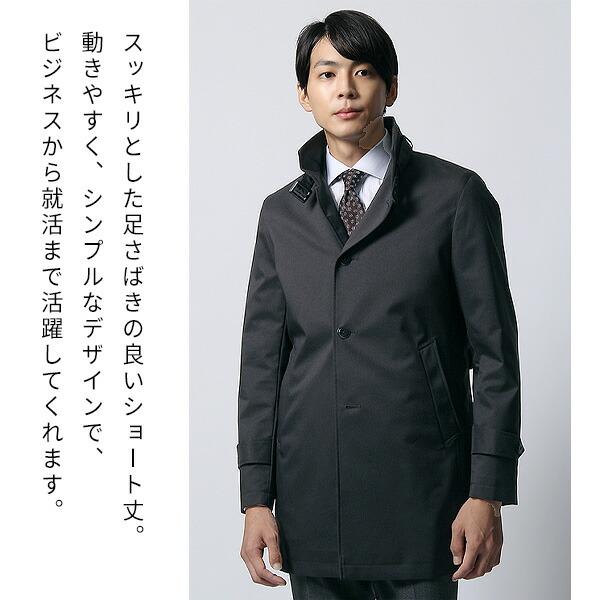 AOYAMA 【洋服の青山】メンズ コート ブラック 黒 無地 ロング 秋 冬