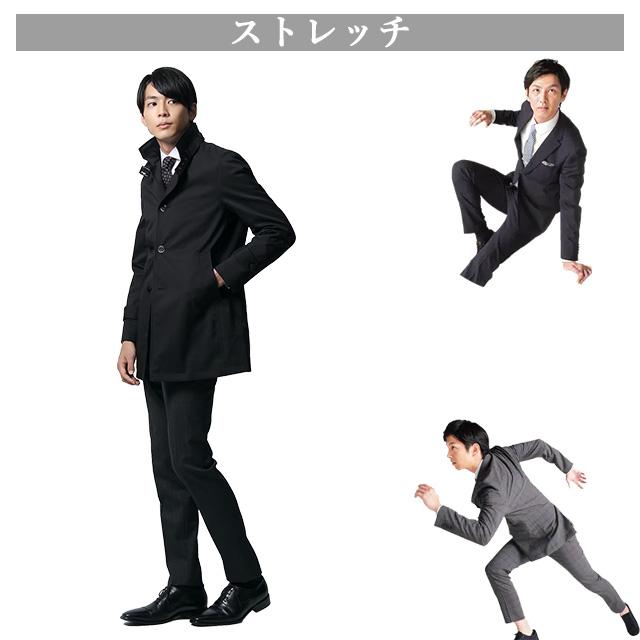 メンズ ビジネスコート 洋服の青山 【美品】 AOYAMA 【洋服の青山】メンズ コート ブラック 黒 無地 ロング