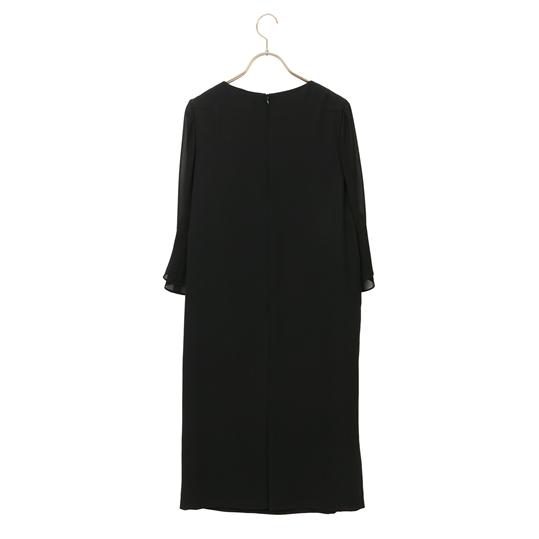 プリーツプリーズ　コクーンシルエット　ワンピース　ブラック AOYAMA 【洋服の青山】盛夏 ブラック系 袖フリルコクーン