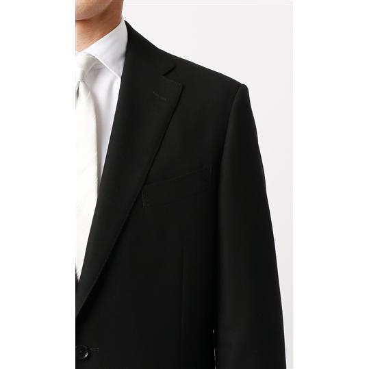 【洋服の青山】夏用 礼服 サマーフォーマル 夏 ブラック系 プレミアムフォーマル シングル HILTON メンズ 男性 紳士服 ブラックスーツ 礼服 礼装 喪服 葬式の画像