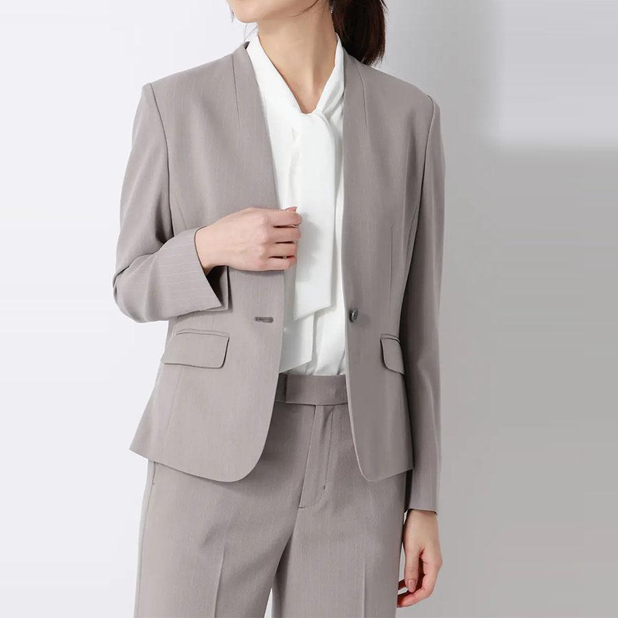 Theory セオリー セットアップ 1ボタン スーツ グレージャケットスカート AOYAMA 【洋服の青山】涼しい Vカラージャケット レディース 盛夏