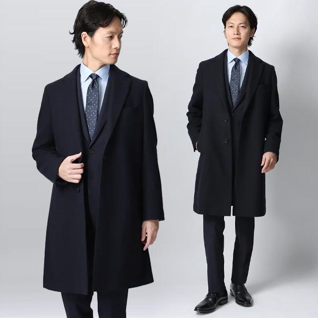 AOYAMA 【洋服の青山】メンズ チェスターコート ネイビー 紺 AOYAMA 【洋服の青山】メンズ チェスターコート ネイビー 紺