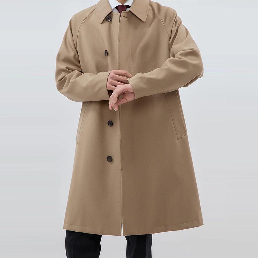 AOYAMA 【洋服の青山】暖かい ステンカラーコート メンズ ロング丈