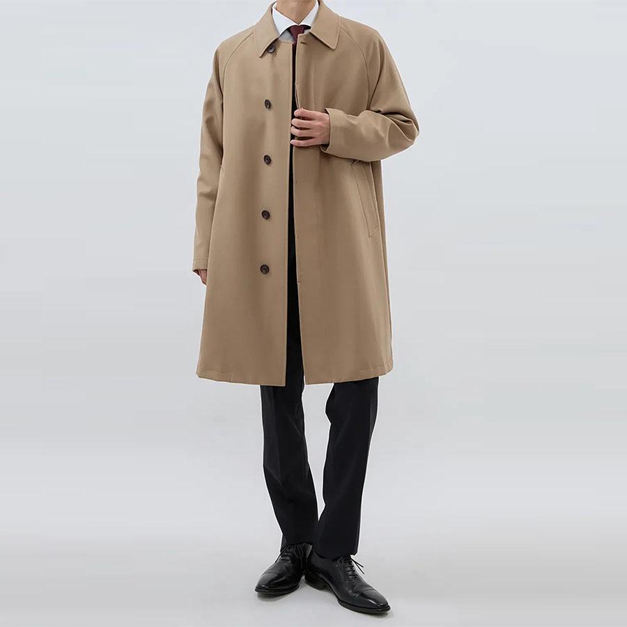 AOYAMA 【洋服の青山】暖かい ステンカラーコート メンズ ロング丈