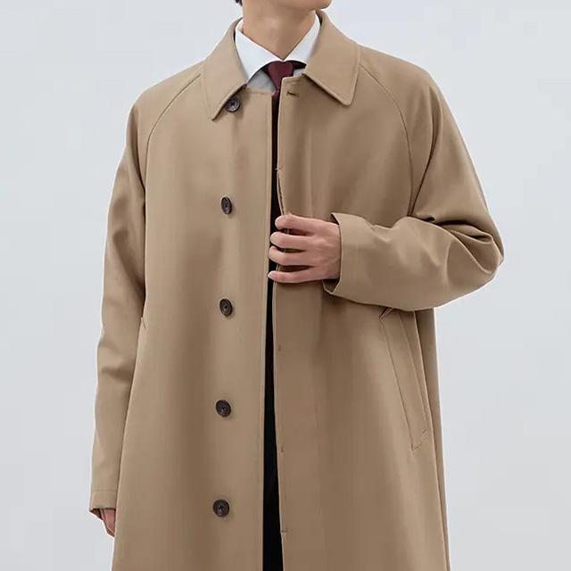 AOYAMA 【洋服の青山】暖かい ステンカラーコート メンズ ロング丈