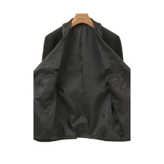 【洋服の青山】 オールシーズン ブラック系 タキシードスーツ 礼装 礼服 喪服 結婚式 フォーマル メンズ 細身体 スリム 婚礼 式典 パーティー ノータックの画像