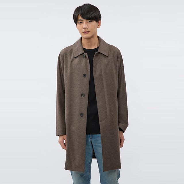【洋服の青山】2024 新作 ステンカラーコート メンズ ロング 秋冬用 ブラウン 大きいサイズ 総裏 センターベント あったかポケット 暖かいの画像