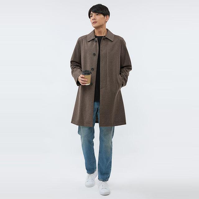 【洋服の青山】2024 新作 ステンカラーコート メンズ ロング 秋冬用 ブラウン 大きいサイズ 総裏 センターベント あったかポケット 暖かいの画像