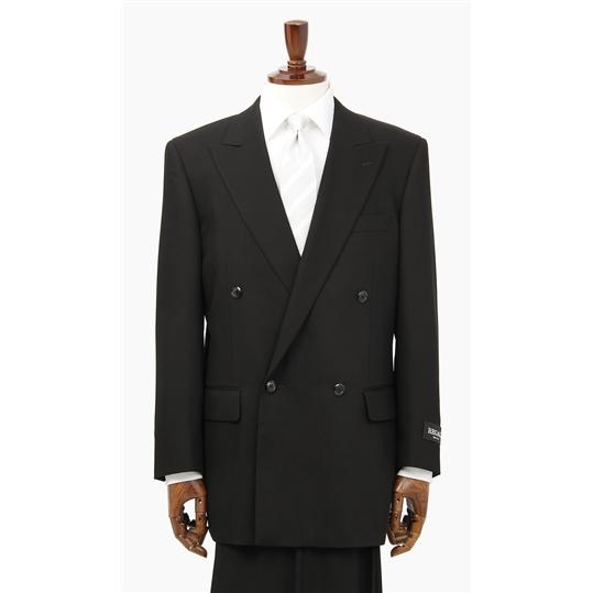 【洋服の青山】 盛夏用 ブラック系 スタンダードフォーマル【清涼(R)】【ダブル】(トール) メンズ スーツ サマーフォーマル アジャスター付き 大きいサイズの画像