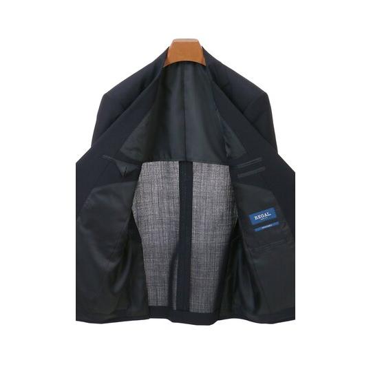 【洋服の青山】ツーパンツ スーツ メンズ ゆったり 春夏 ネイビー 紺 ストライプ 2ボタン 背抜き サイドベンツ ツータック 洗える ストレッチ ビジネス 紳士服の画像