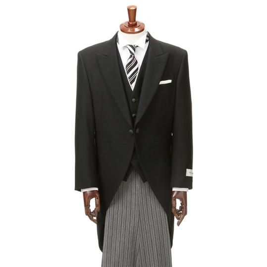 【洋服の青山】秋冬用 ブラック系 モーニングコート メンズ スーツ ブラックフォーマル 標準体 礼服 喪服 入学式 卒業式 七五三 冠婚葬祭 ワンタック