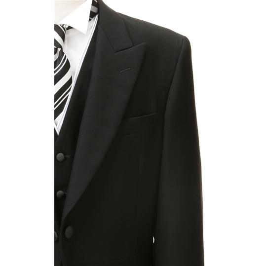 【洋服の青山】秋冬用 ブラック系 モーニングコート メンズ スーツ ブラックフォーマル 標準体 礼服 喪服 入学式 卒業式 七五三 冠婚葬祭 ワンタックの画像