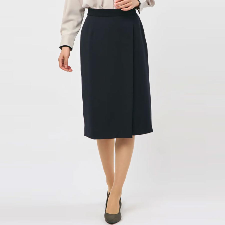 タイトスカート ラップ風デザイン ポケット付き ネイビー AOYAMA 【洋服の青山】ラップ風タイトスカート レディース スリム 春夏