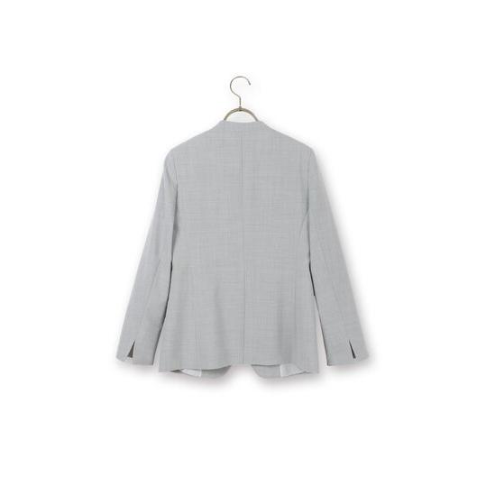 新品未使用　LAIDBACK　ノーカラーウールジャケット　1　ライトグレー AOYAMA 【洋服の青山】超ストレッチ ノーカラージャケット レディース