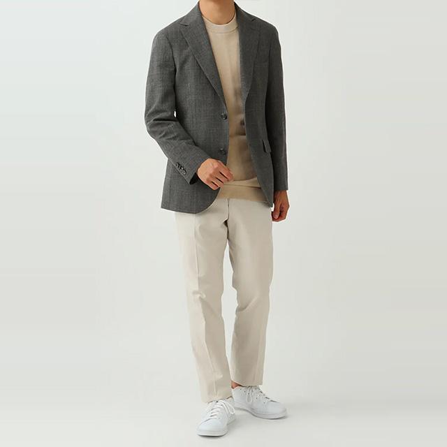 AOYAMA 【洋服の青山】 ジャケット メンズ 長袖 チェック 灰 グレー 春