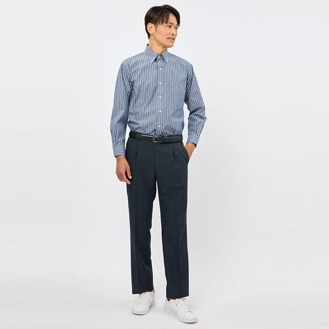 AOYAMA 【洋服の青山】スラックス メンズ ゆったり 春夏 ネイビー 紺