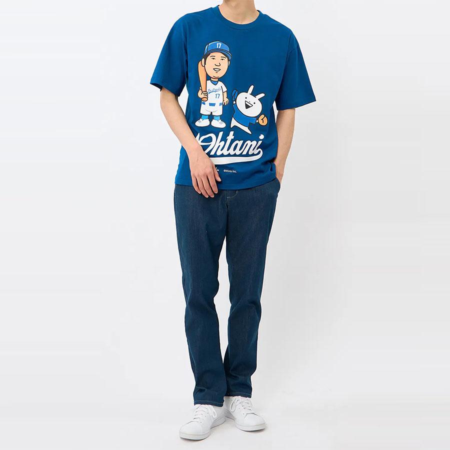MLB ロサンゼルス ドジャース 大谷翔平 半袖Tシャツ M ブルー 新品 AOYAMA 【洋服の青山】大谷翔平 × USAGYUUUN!!! Tシャツ 春夏 ブルー