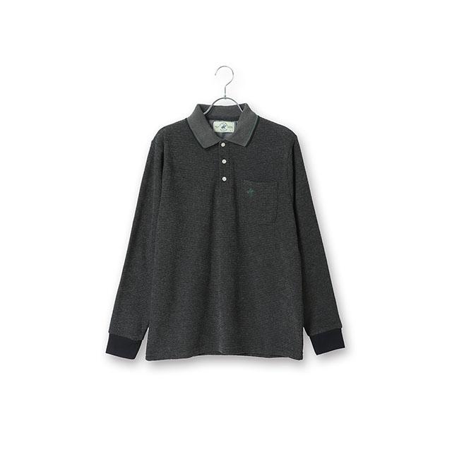 AOYAMA 【洋服の青山】ふんわり リブ襟ポロシャツ 長袖 メンズ 秋冬
