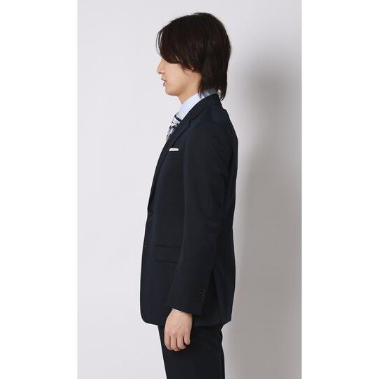 【洋服の青山】涼しい メンズ スーツ 春 夏 薄手 通気性 ウール混 ネイビー 無地 スリム スタイリッシュ 細身 2ボタン 背抜き ノータック メンズスーツの画像