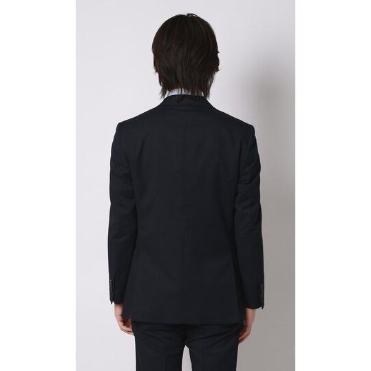 【洋服の青山】涼しい メンズ スーツ 春 夏 薄手 通気性 ウール混 ネイビー 無地 スリム スタイリッシュ 細身 2ボタン 背抜き ノータック メンズスーツの画像