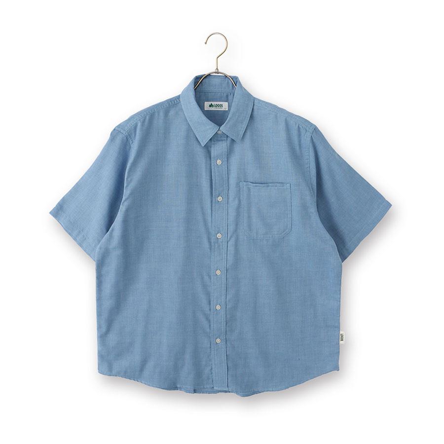 AOYAMA 【洋服の青山】LOGOS ダブルガーゼデニム調 カジュアルシャツ
