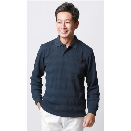 AOYAMA 【洋服の青山】編地切替ポロシャツ メンズ 秋冬用 長袖 AOYAMA 【洋服の青山】編地切替ポロシャツ メンズ 秋冬用 長袖