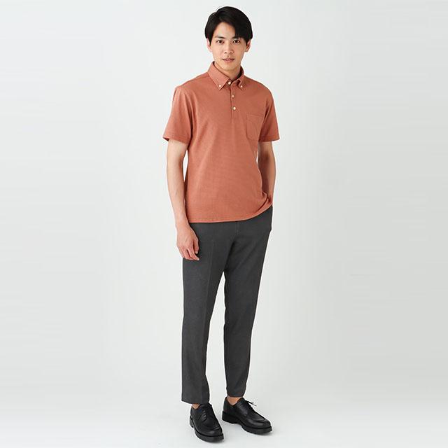 AOYAMA 【洋服の青山】ポロシャツ メンズ 半袖 春夏用 オレンジ 橙