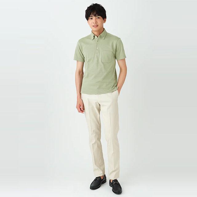 AOYAMA 【洋服の青山】ポロシャツ メンズ 半袖 春夏用 グリーン 黄緑
