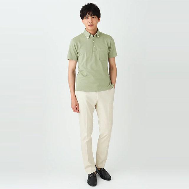 AOYAMA 【洋服の青山】ポロシャツ メンズ 半袖 春夏用 グリーン 黄緑