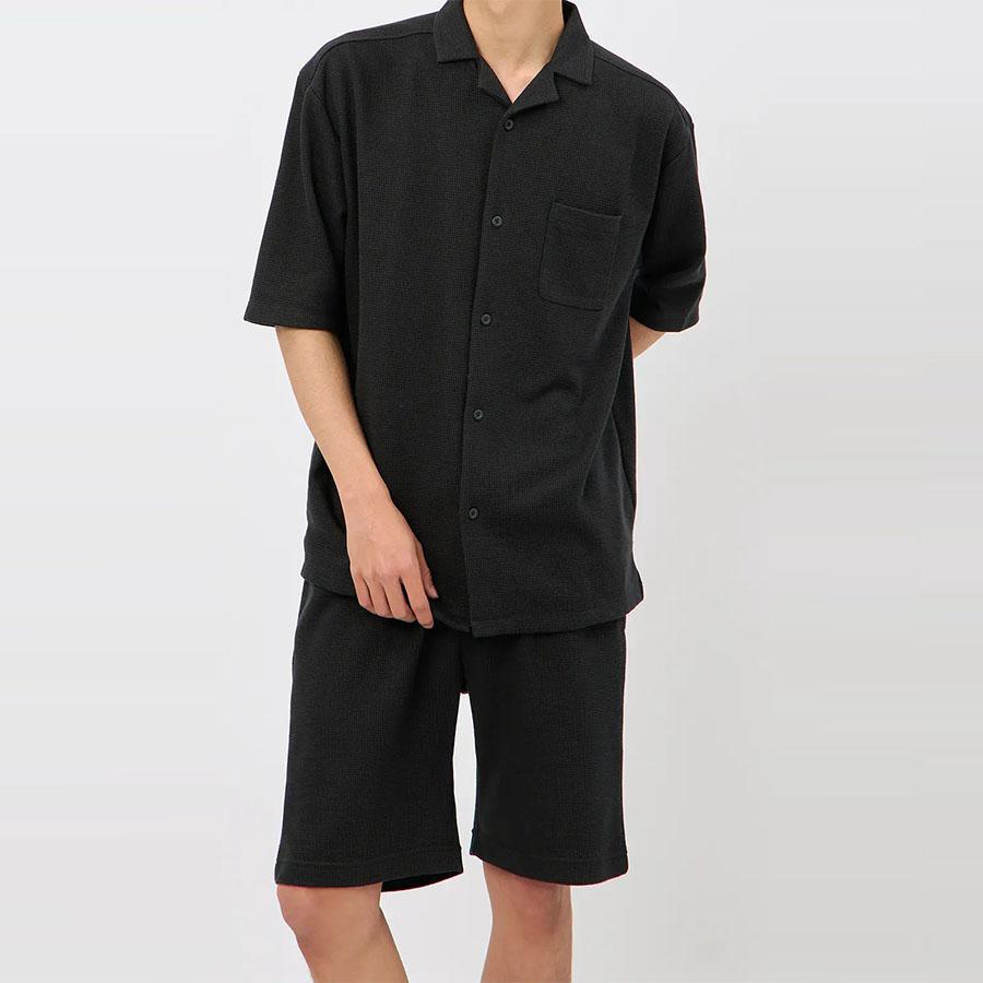 AOYAMA 【洋服の青山】らくリッチ ワッフル開襟シャツ 半袖 メンズ 春