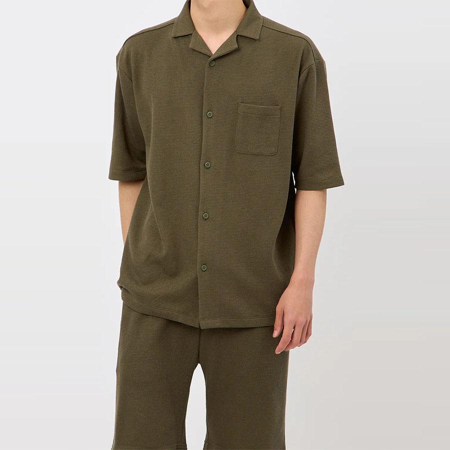 AOYAMA 【洋服の青山】らくリッチ ワッフル開襟シャツ 半袖 メンズ 春