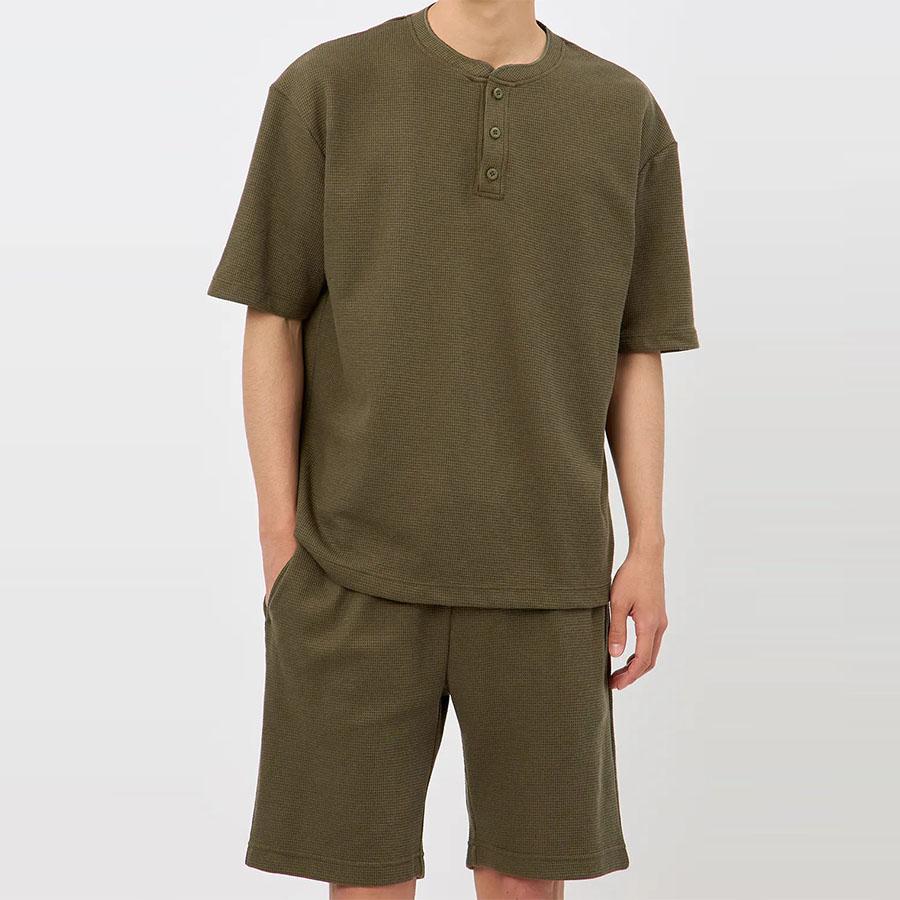 【新品未開封】 kinema ワッフルサーマルショーツ　カーキ　サイズ：L AOYAMA 【洋服の青山】らくリッチ ワッフルヘンリーTシャツ 半袖