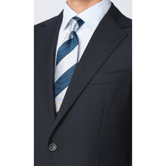 【洋服の青山】プレミアム 日本製 ウール100% スーツ メンズ スリム 秋冬 ネイビー 紺 御幸毛織 アジャスター シングル 2ボタン 総裏 サイドベンツ ビジネスの画像