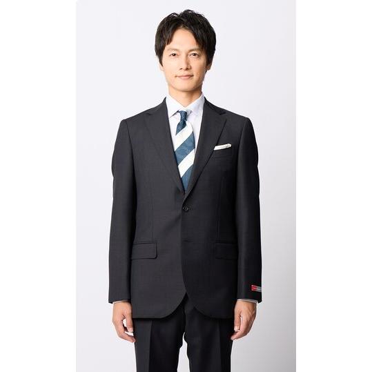 【洋服の青山】プレミアム 日本製 ウール100% スーツ メンズ スリム 秋冬 グレー 灰色 御幸毛織 アジャスター シングル 2ボタン 総裏 サイドベンツ ビジネスの画像