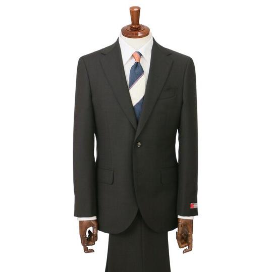 【洋服の青山】プレミアム 日本製 ウール100% スーツ メンズ スリム 秋冬 ブラウン 茶色 御幸毛織 アジャスター シングル 2ボタン 総裏 サイドベンツ ビジネスの画像