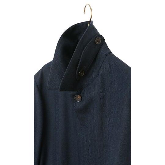 15AW ワコマリア ヘリンボーン ウール 裏ボア ステンカラー コート 紺 AOYAMA 【洋服の青山】ステンカラーコート メンズ ビジネスコート 秋冬