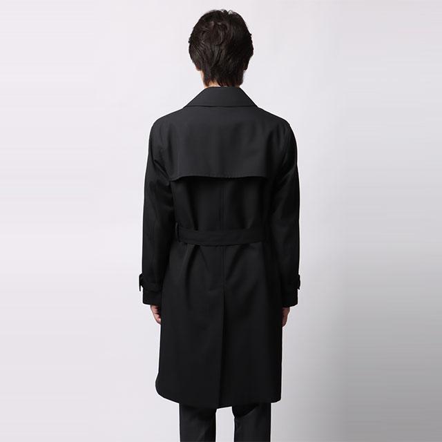 【洋服の青山】ライナー付き ダブルトレンチコート メンズ 秋冬 ブラック 黒 大きいサイズ Aライン 経年変化 スタンドカラー 撥水 汚れにくい 暖かい あったかの画像