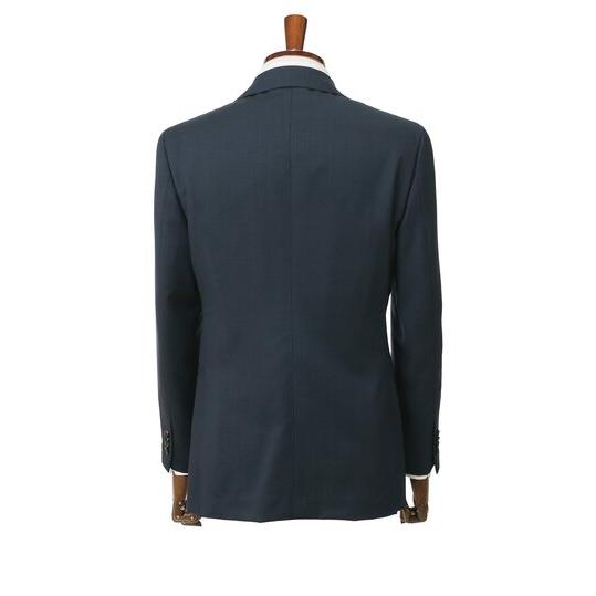 【洋服の青山】ウール100％ スーツ メンズ 日本製 スリム 春夏秋冬 オールシーズン ブルー 動きやすい 無地 メンズスーツ 2ボタン 吸湿 静電気抑制 アジャスターの画像