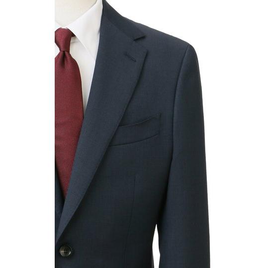 【洋服の青山】ウール100％ スーツ メンズ 日本製 スリム 春夏秋冬 オールシーズン ブルー 動きやすい 無地 メンズスーツ 2ボタン 吸湿 静電気抑制 アジャスターの画像