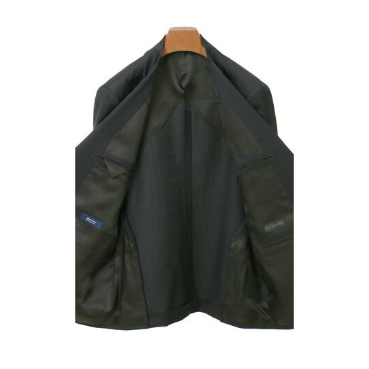 【洋服の青山】ウール100％ スーツ メンズ 日本製 スリム 春夏秋冬 オールシーズン グレー 動きやすい 無地 メンズスーツ 2ボタン 吸湿 静電気抑制 アジャスターの画像