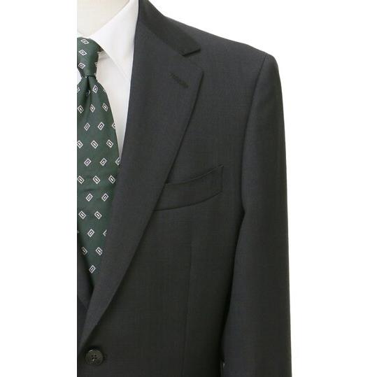 【洋服の青山】ウール100％ スーツ メンズ 日本製 スリム 春夏秋冬 オールシーズン グレー 動きやすい 無地 メンズスーツ 2ボタン 吸湿 静電気抑制 アジャスターの画像