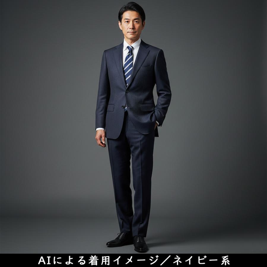 【美品】バーニーズ ニューヨーク スーツ ウール ネイビー 総裏 48 日本製 御幸毛織】Superio160 ウールカシミヤ スーツ（ネイビーストライプ