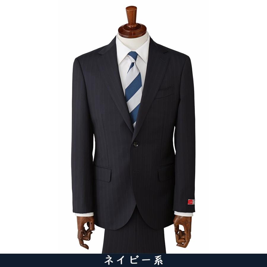 【美品】バーニーズ ニューヨーク スーツ ウール ネイビー 総裏 48 日本製 御幸毛織】Superio160 ウールカシミヤ スーツ（ネイビーストライプ