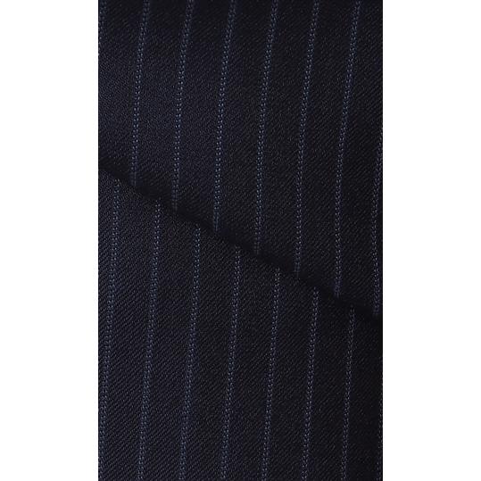 【洋服の青山】メンズスーツ ビジネス 日本製 オールシーズン 春夏秋冬 ネイビー ストライプ ノータック アジャスター プレミアム 御幸毛織 HILTONの画像