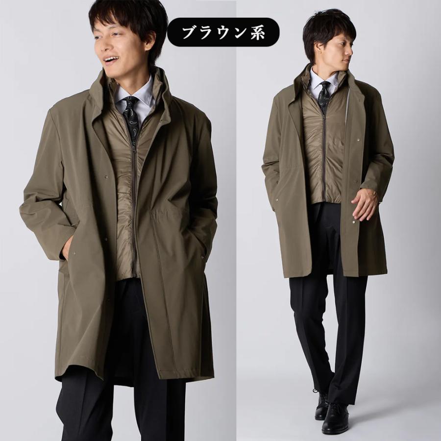 AOYAMA 【洋服の青山】中綿ベスト付き スタンドカラーコート メンズ