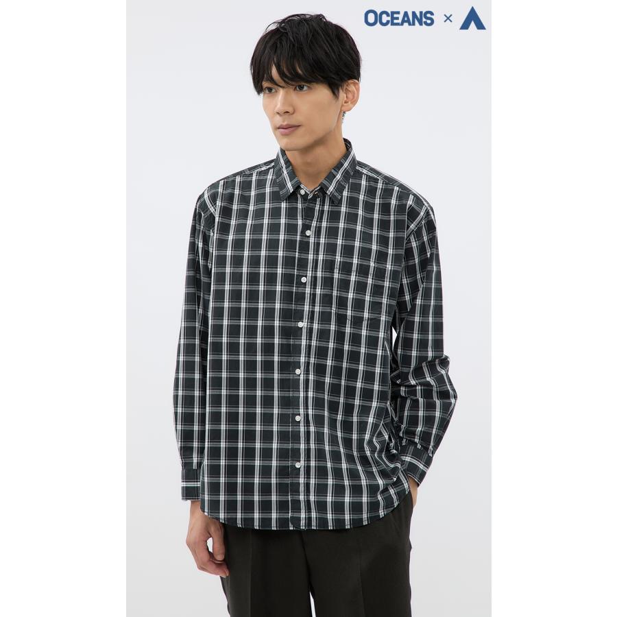 AOYAMA 【洋服の青山】OCEANS 綿100% カーボンピーチブロード チェック