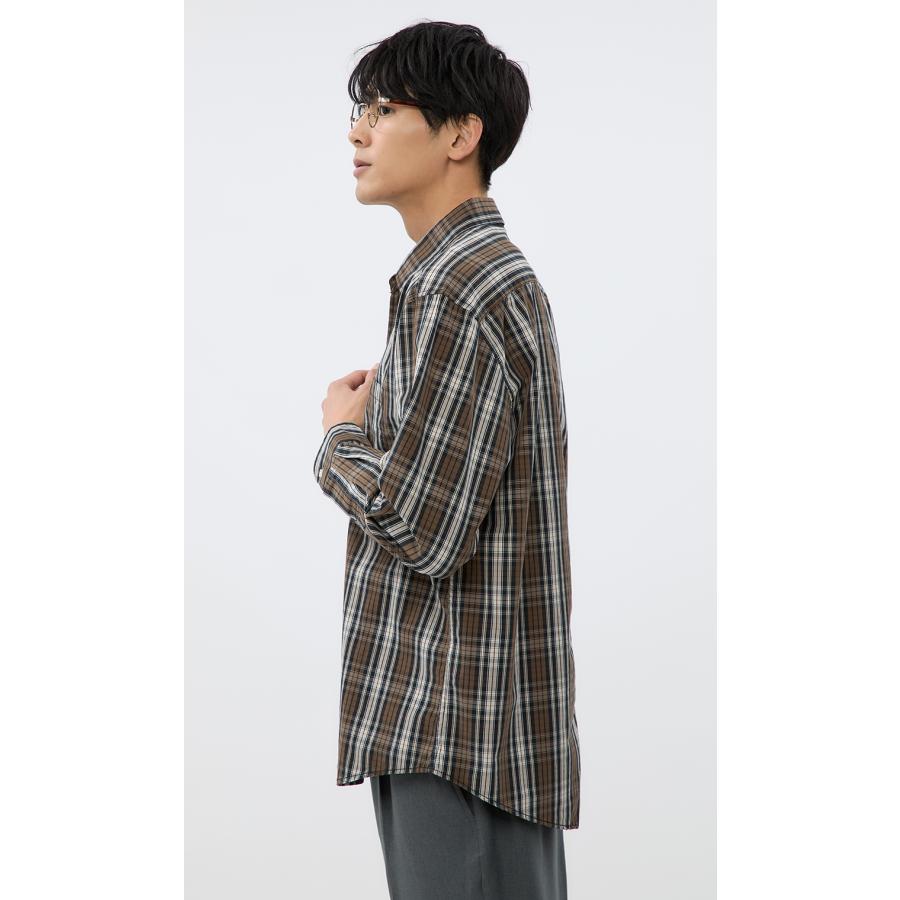 479c-boy styleチェック柄長袖ポロシャツブラウンスラックスＸＬ古着 ROTHCO（ロスコ） シャツ 長袖 ブロック チェック柄 メンズ USAモデル
